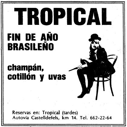 Anuncio de la Discoteca Tropical de Gav� Mar publicado en el diario LA VANGUARDIA anunciando el fin de a�o brasile�o (30 de Diciembre de 1983)